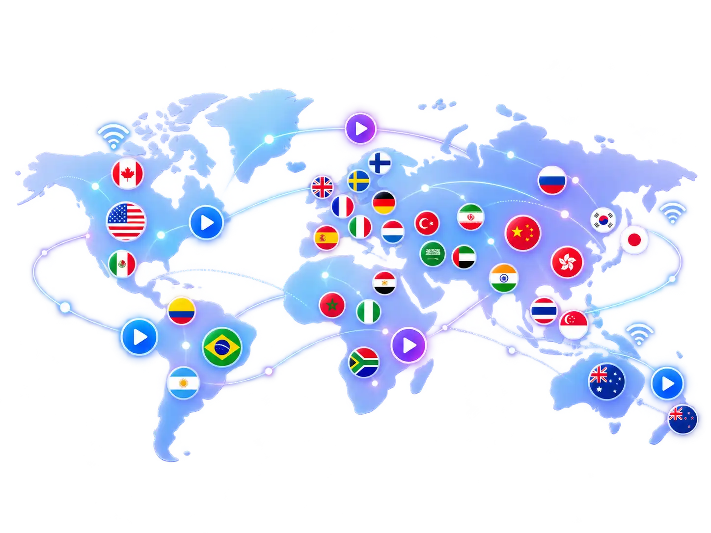 IPTV Channels worldwide coverage map displaying 41,800 channels