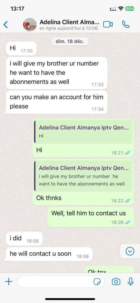 WhatsApp subscriber renewal confirmation message